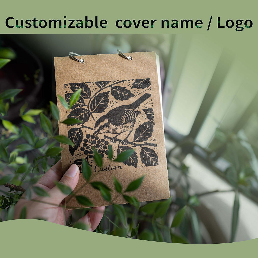 Personalisiertes Notizbuch mit Vogelskizze | Botanisches Naturtagebuch, Geschenk für Booktoker, personalisiertes Skizzenbuch