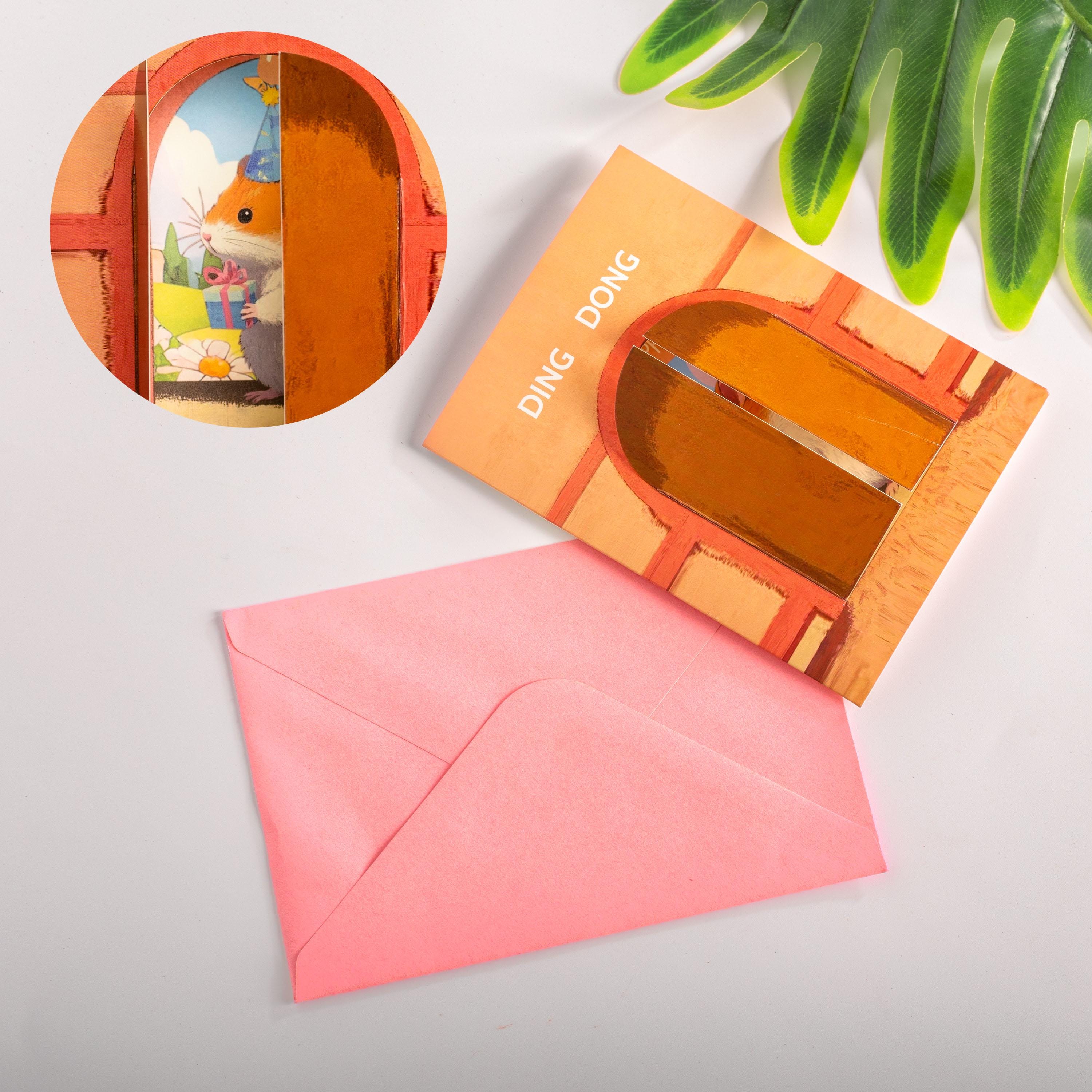 Lustige Hamster-Geburtstagskarte, faltbar, mit Umschlag:Ding dong,dein Geschenk ist da