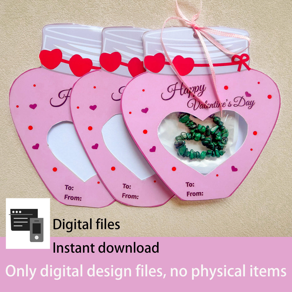 Heart Mason Jar Gift Bag Valentine  for Kids  Printable