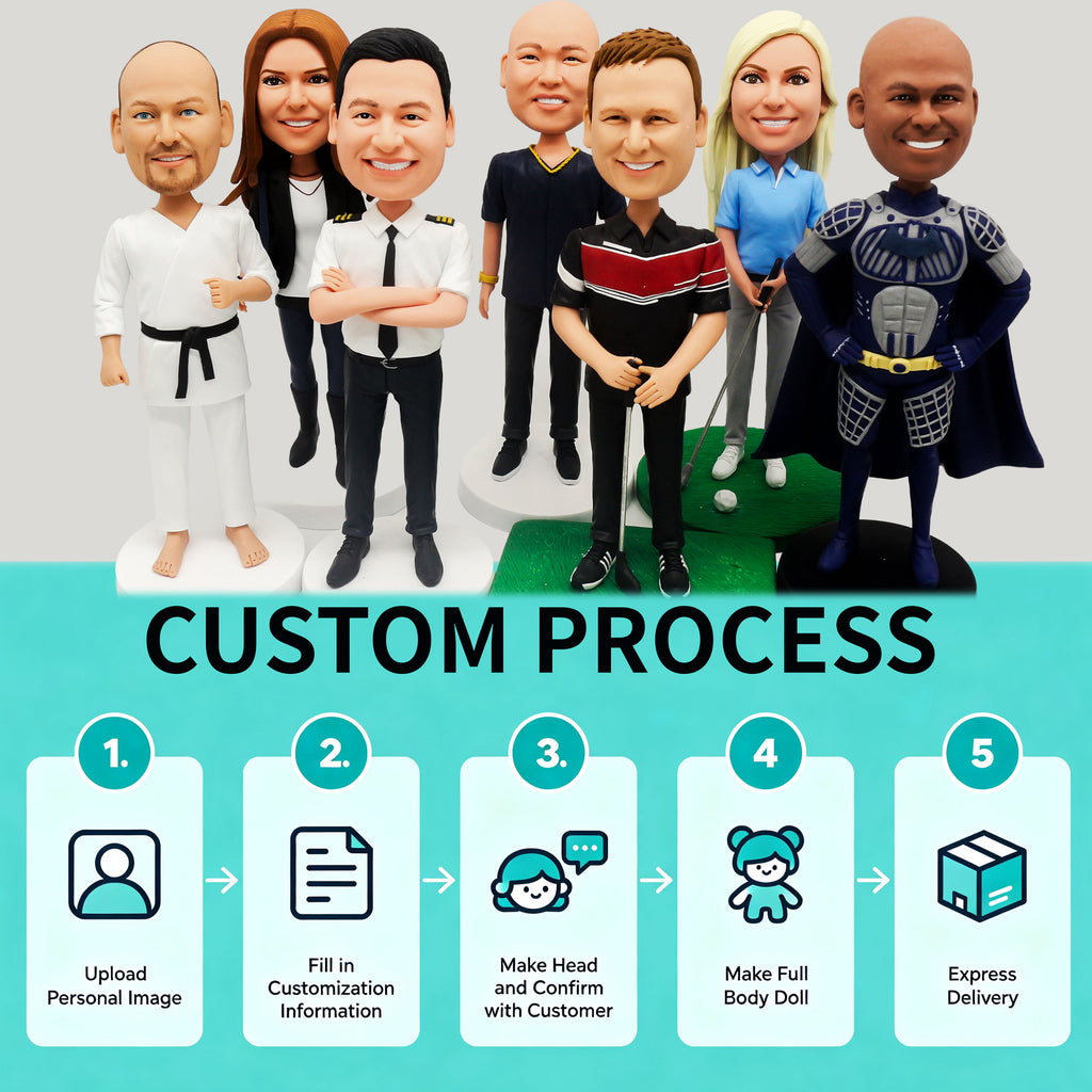 Custom boss bobblehead, Handmade Soft Clay Desk Buddy, Personalized Photo Figurine for Executive