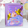Parrot Birthday Card: Festive Party Hat&Castle Cake ,Watercolor Bird Lover's Gift with envelope