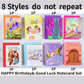 Illustration art animals birthday gift for friend , Pet Greeting Cards with colorful envelope