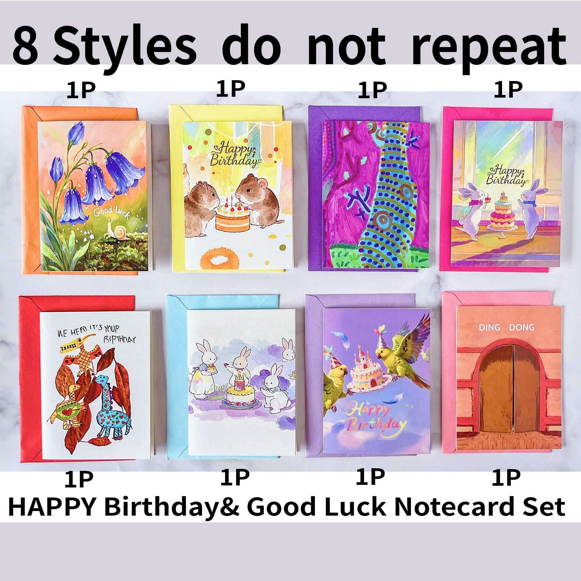 Illustration art animals birthday gift for friend , Pet Greeting Cards with colorful envelope