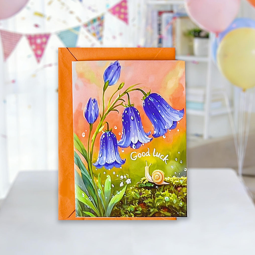 Lily of the Valley & Snail Good Luck Card