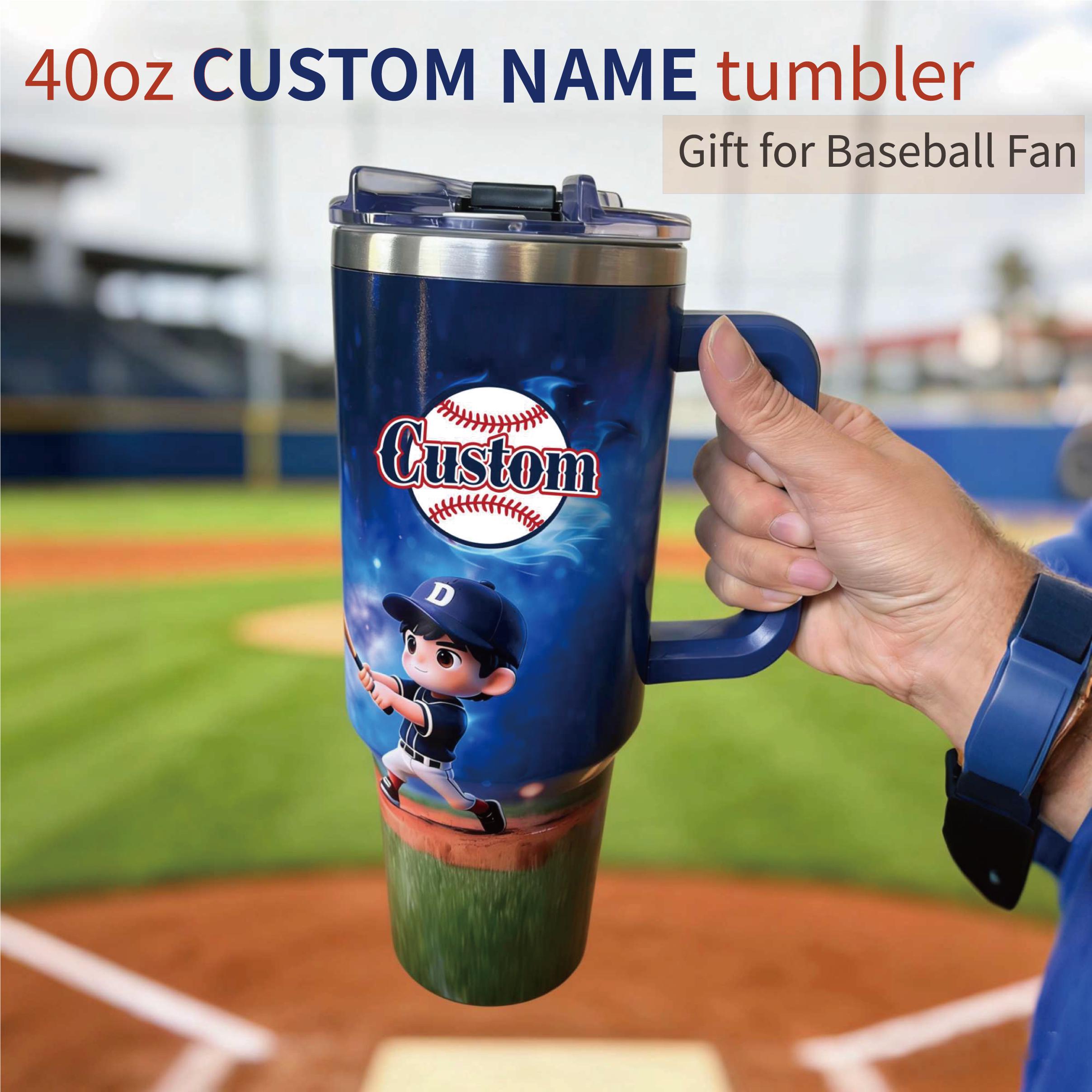 Personalized name cartoon baseball gift with 40oz cup ,  birthday gifts for him