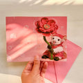 pink highland cow with flower blank cards ,gift for ladys
