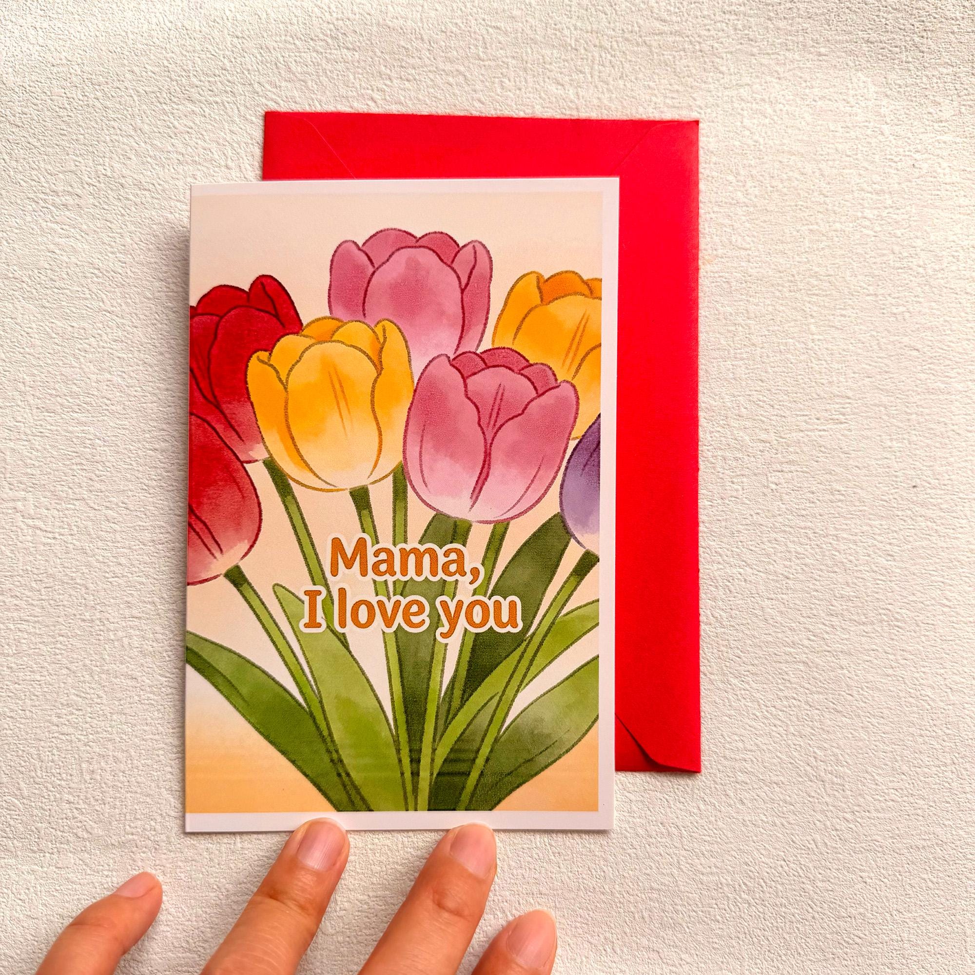 Tulip sweetest mothers day Card /Gift for monther day With a red envelope