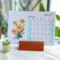 Floral desk block , teacher planner with Wood Stand (2026 - 2027)