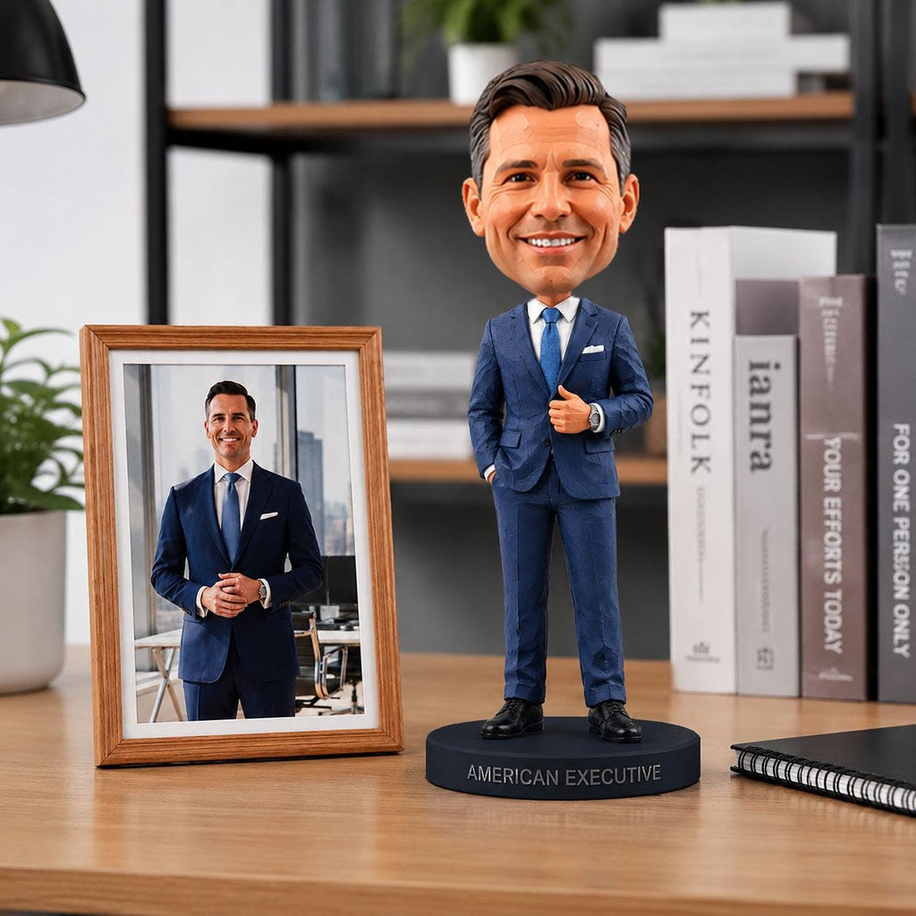 Custom boss bobblehead, Handmade Soft Clay Desk Buddy, Personalized Photo Figurine for Executive