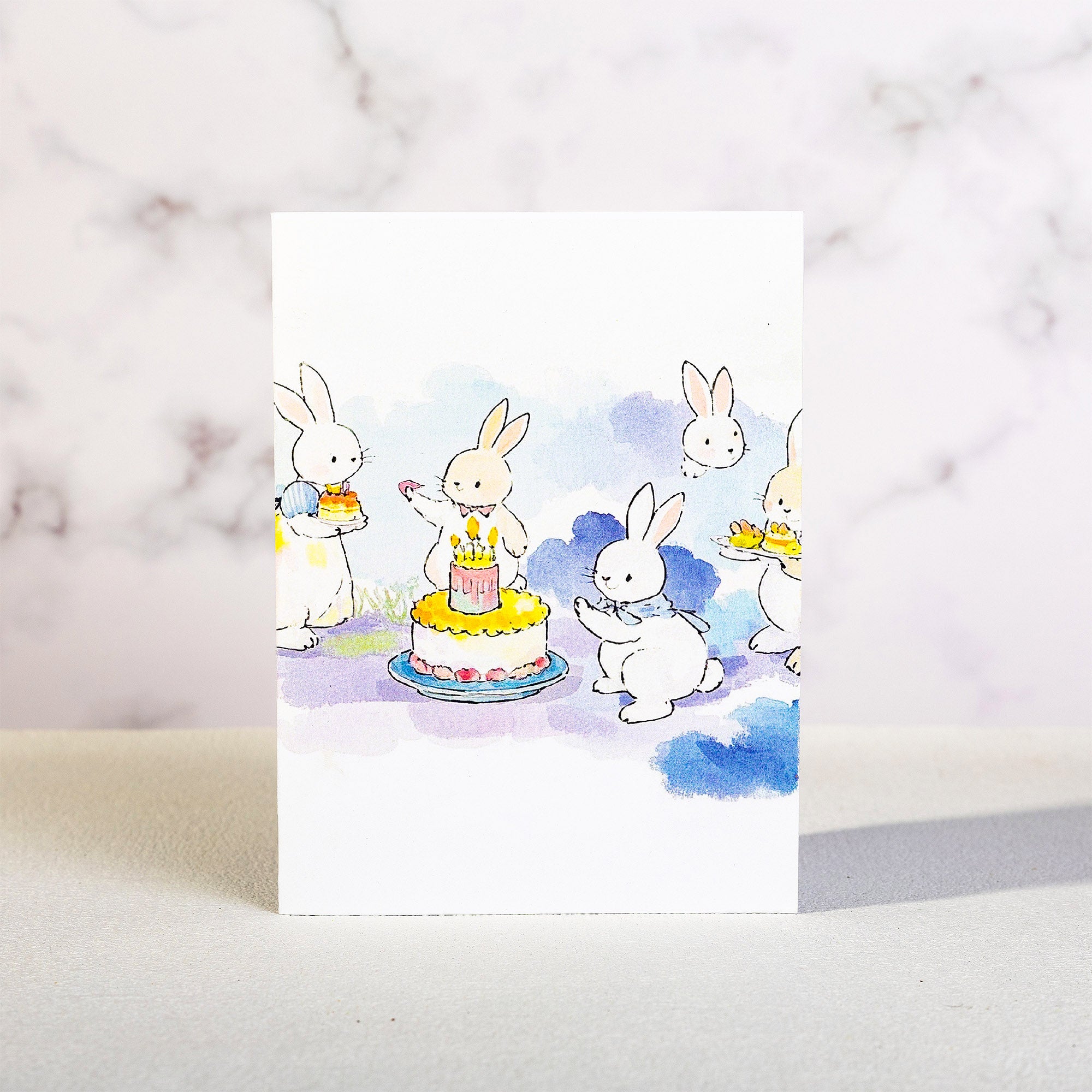Rabbit Birthday Card: Watercolor Animal Illustration with  Envelope