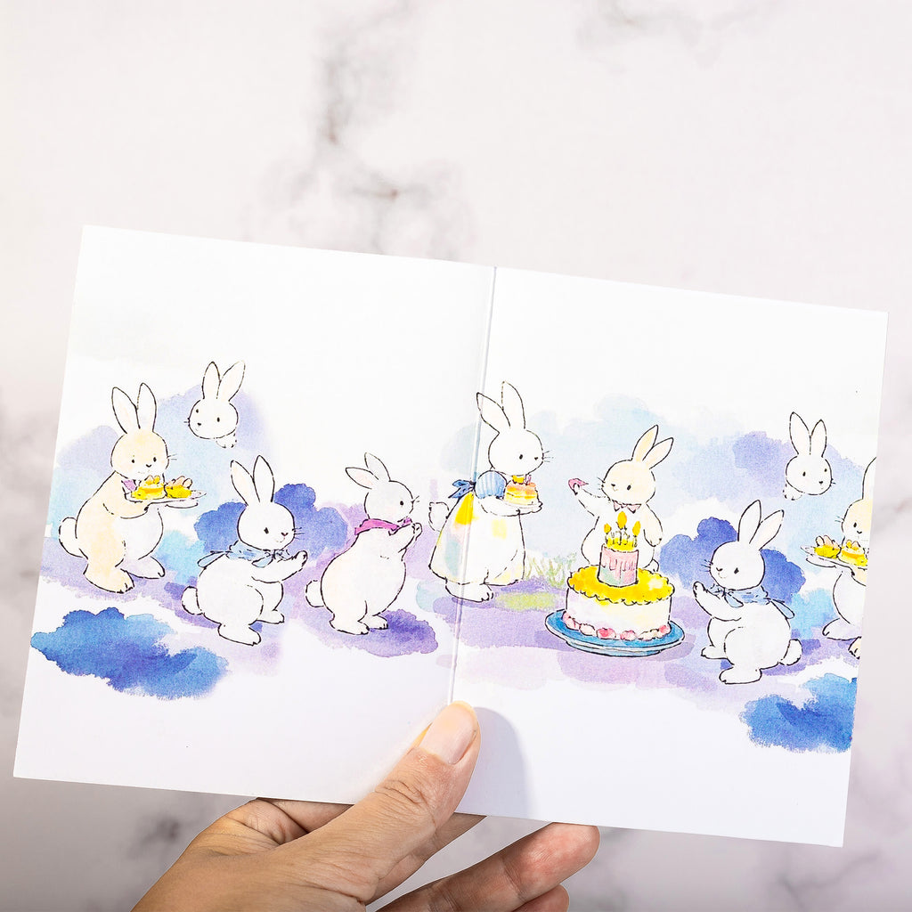 Rabbit Birthday Card: Watercolor Animal Illustration with  Envelope